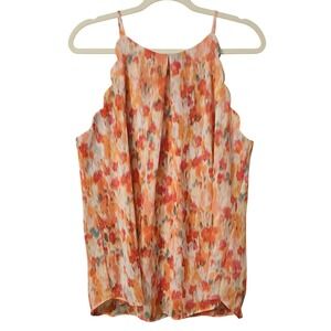Fortune + Ivy Women's Orange Scalloped Floral Halter Top,  XL